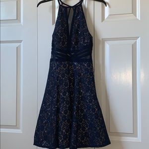 Navy glue flow dress